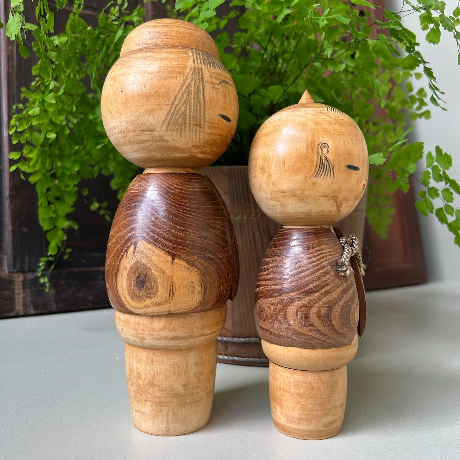 ​Vintage Sosaku Kokeshi Couple – Miyashita Hajime (ca. 1970s)