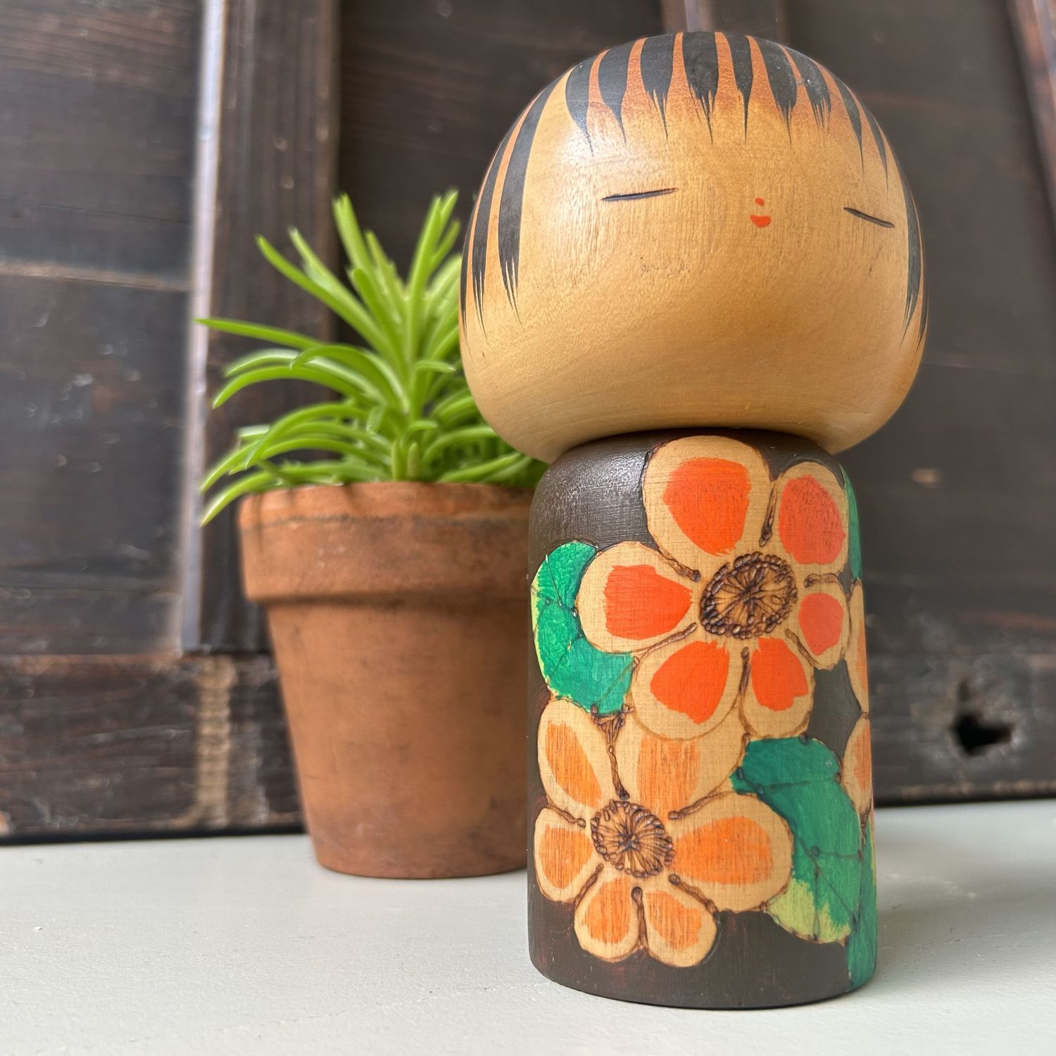 Vintage Jaren 60 Kokeshi van Yuji Kawase
