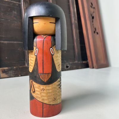 Vintage Gumma Kokeshi door Kisaku, jaren '70.