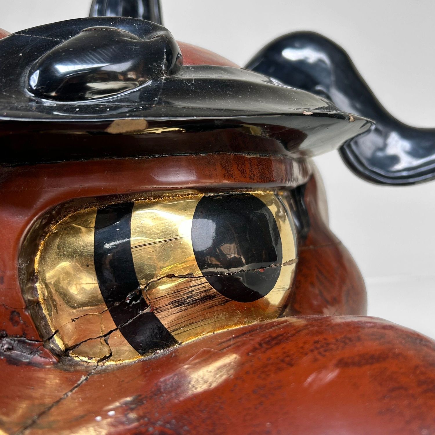 Antiek Houten Japans Shishi-masker, Leeuwendans, Taishō periode.