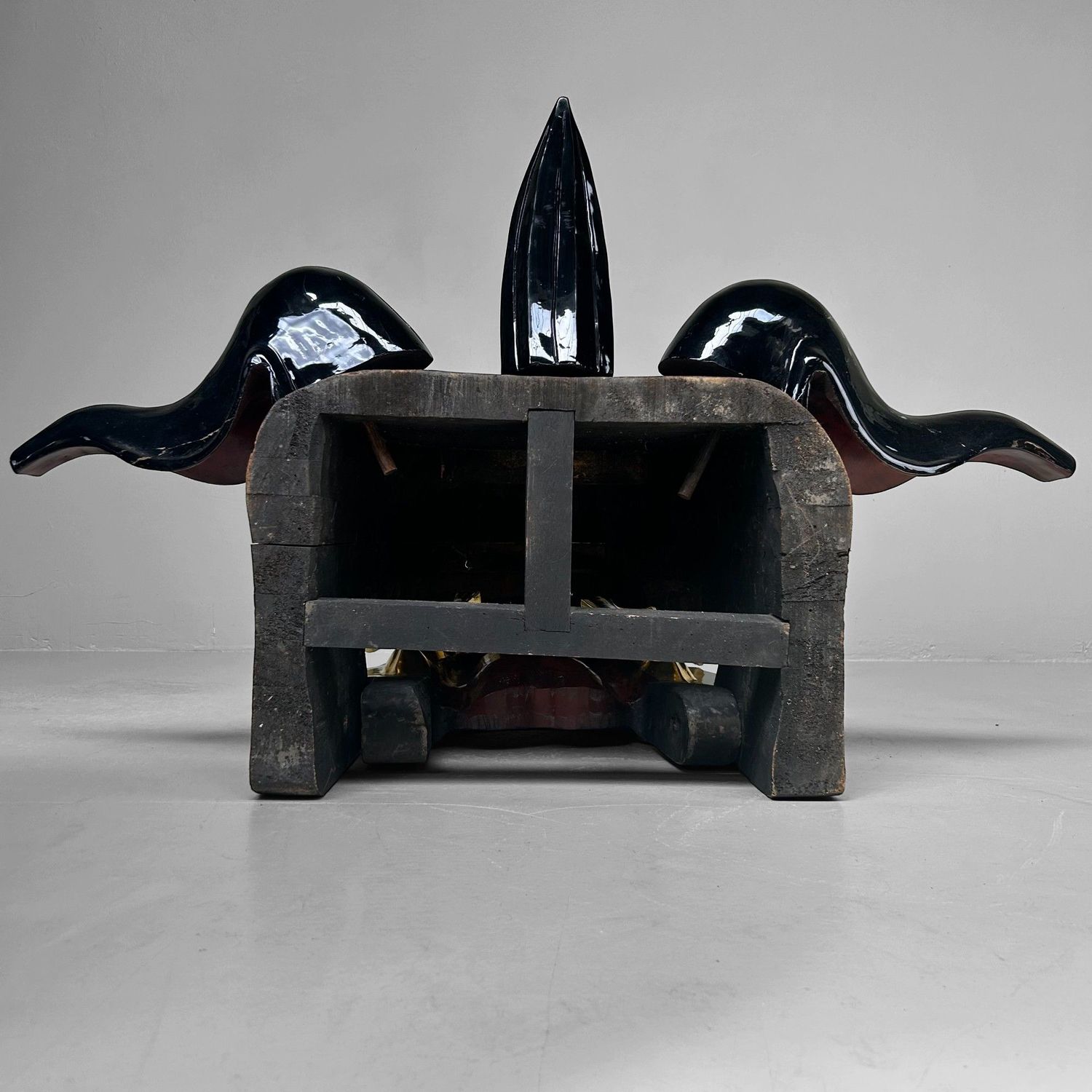 Antiek Houten Japans Shishi-masker, Leeuwendans, Taishō periode.