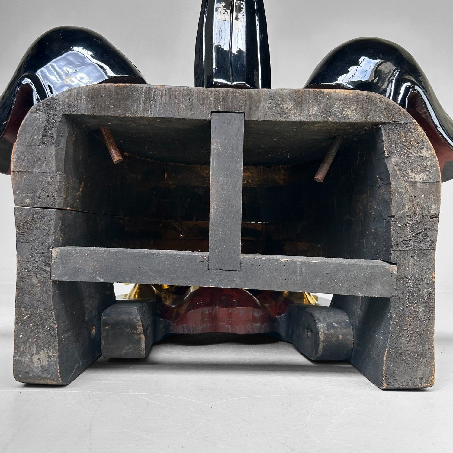 Antiek Houten Japans Shishi-masker, Leeuwendans, Taishō periode.