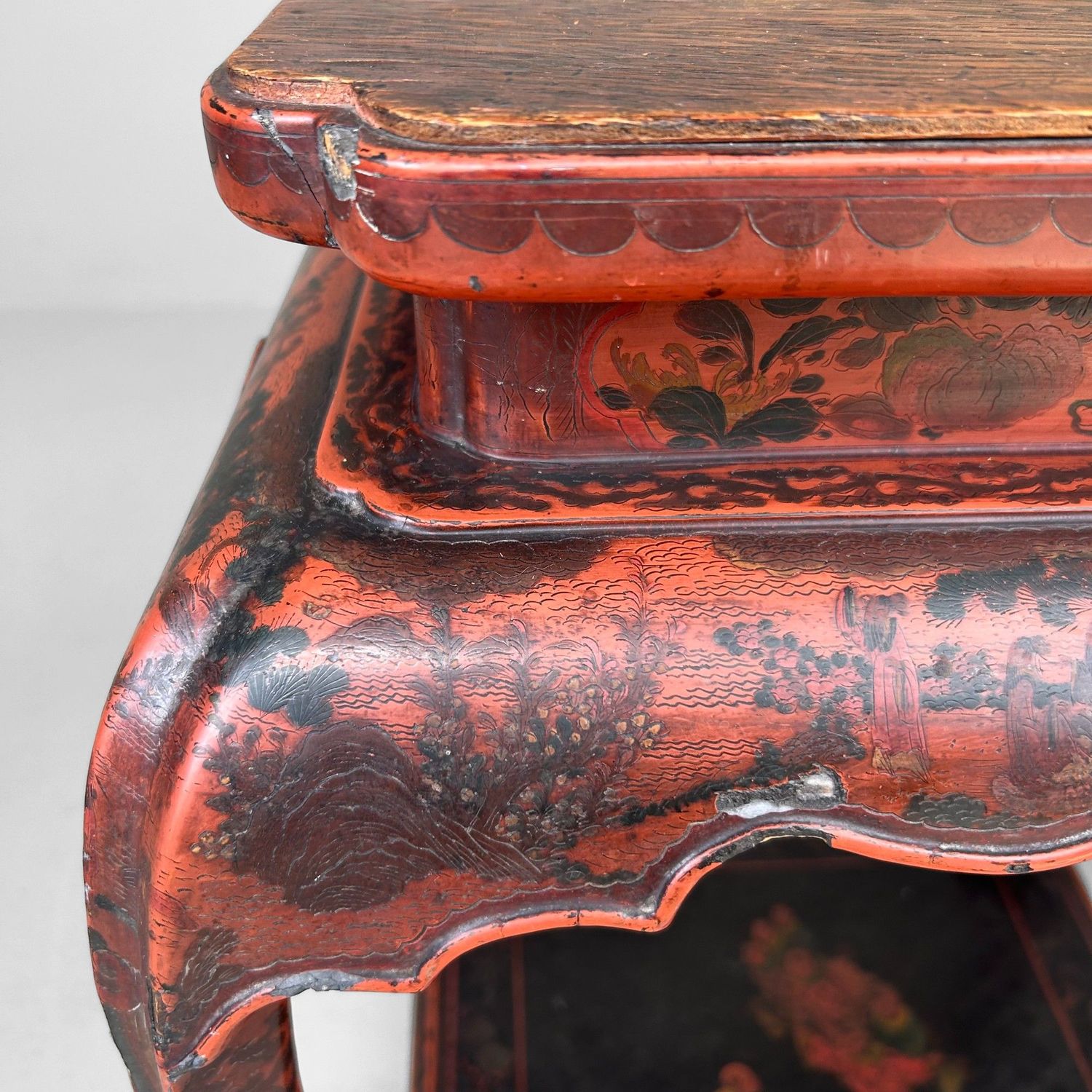 Antique Chinese Altar Stand with Lacquer Decoration – 19th Century