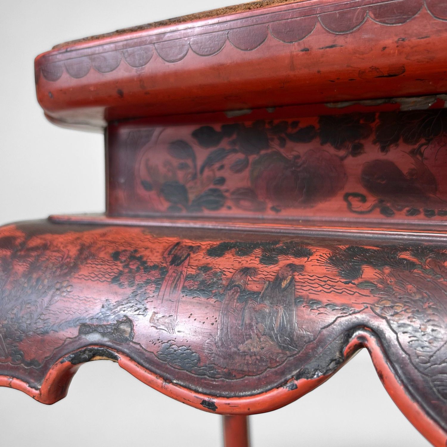Antique Chinese Altar Stand with Lacquer Decoration – 19th Century