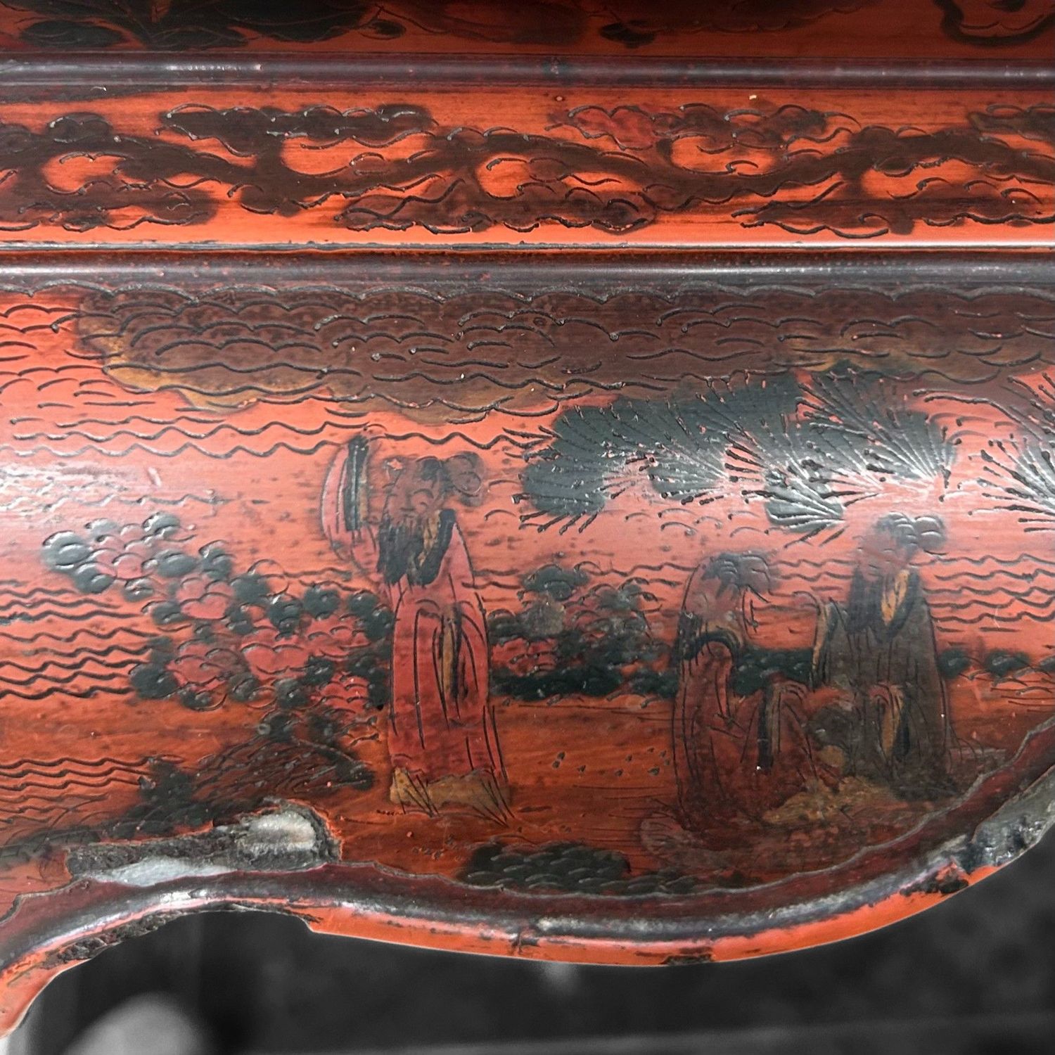 Antique Chinese Altar Stand with Lacquer Decoration – 19th Century