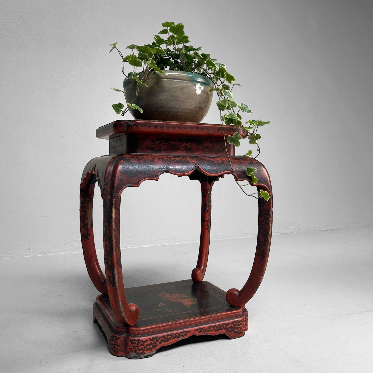 Antique Chinese Altar Stand with Lacquer Decoration – 19th Century