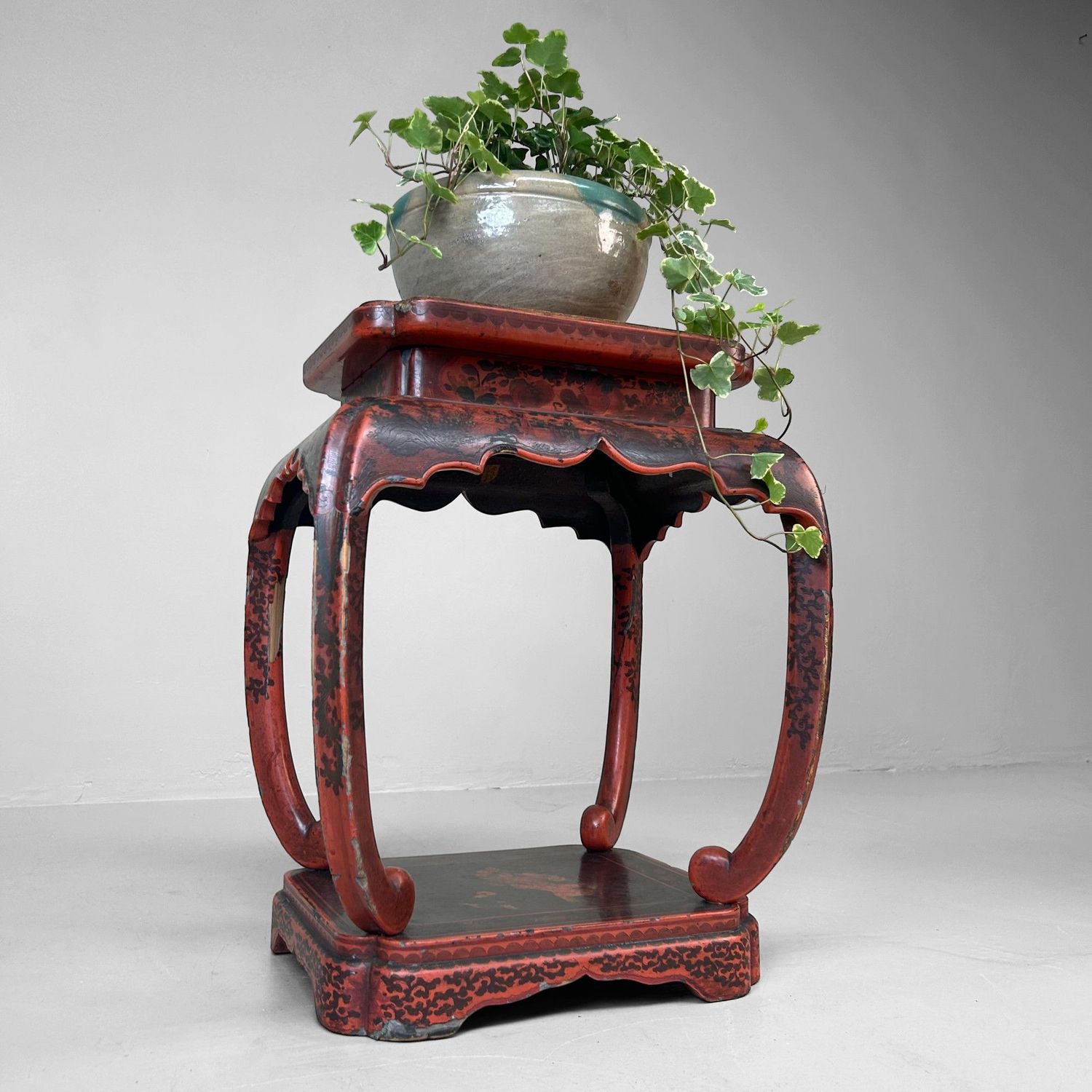 Antique Chinese Altar Stand with Lacquer Decoration – 19th Century
