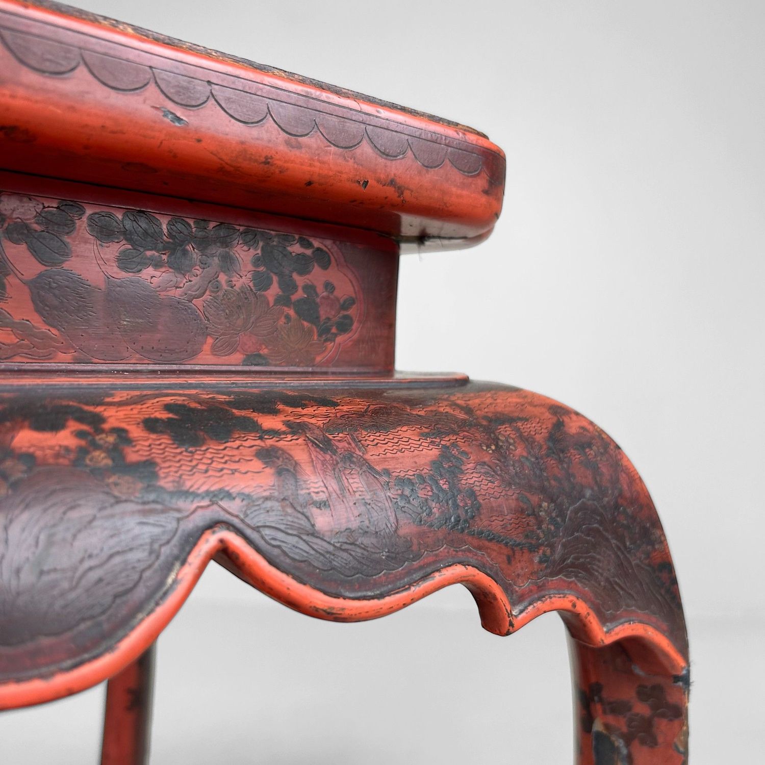 Antique Chinese Altar Stand with Lacquer Decoration – 19th Century