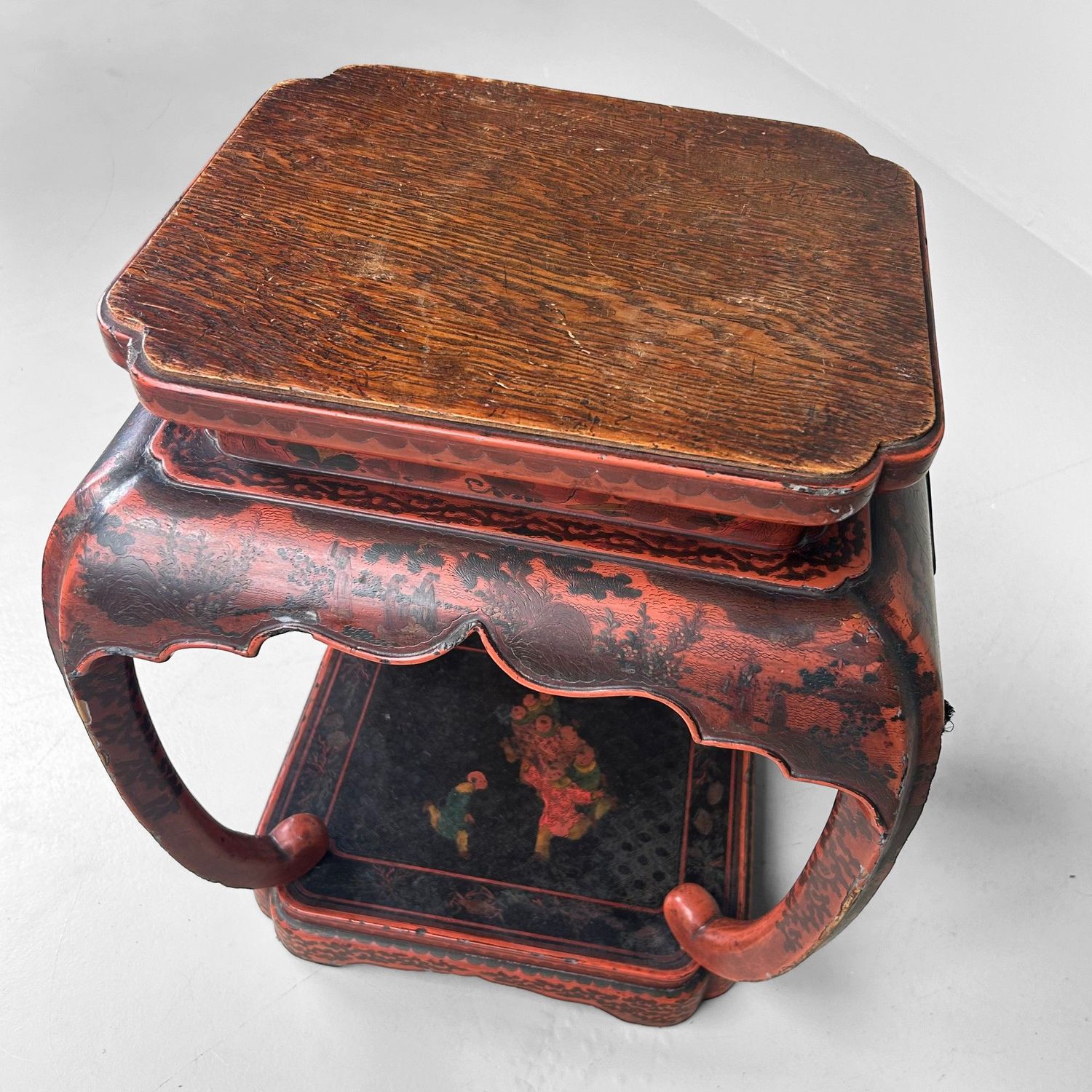 Antique Chinese Altar Stand with Lacquer Decoration – 19th Century