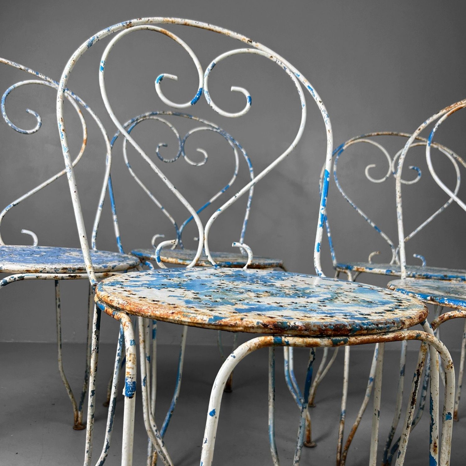 French Vintage Garden Set – 1950s/60s – 8 Chairs + Table + Side Table