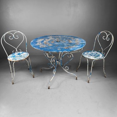 French Vintage Garden Set – 1950s/60s – 8 Chairs + Table + Side Table