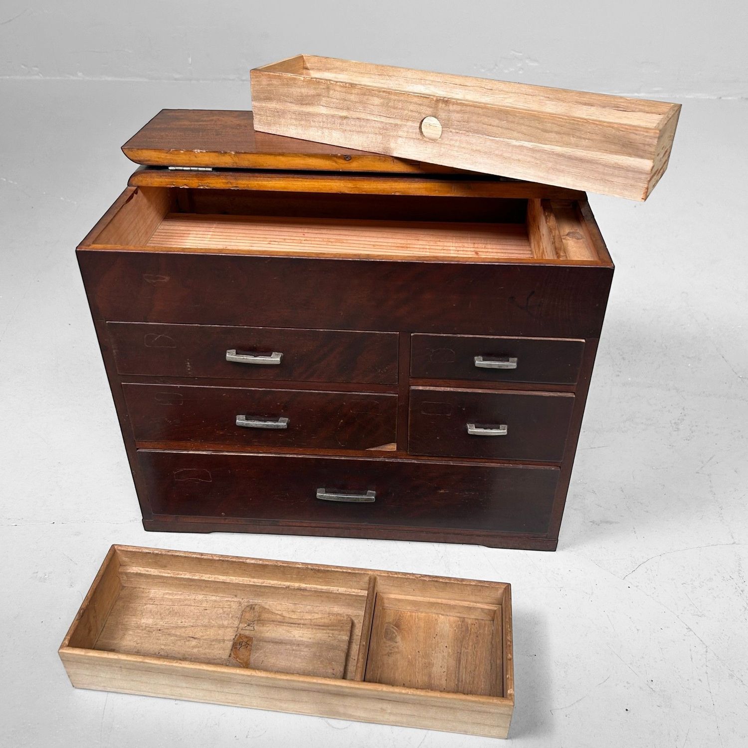 Vintage Japans Haribako Naaikastje met Verborgen Lade – Jaren ’40