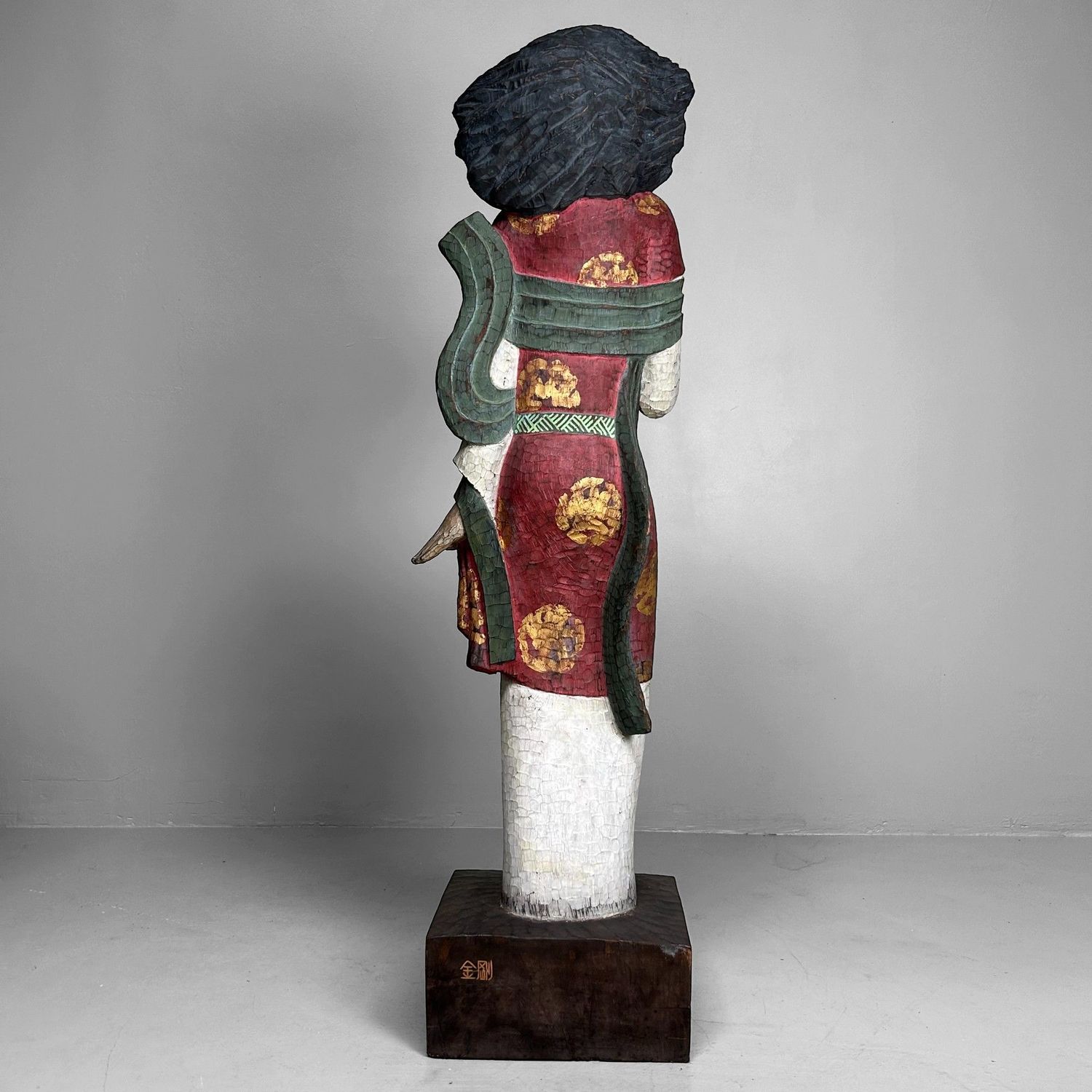 Colorful Exotic Wooden Figure, 1950s – Polychrome Serenity