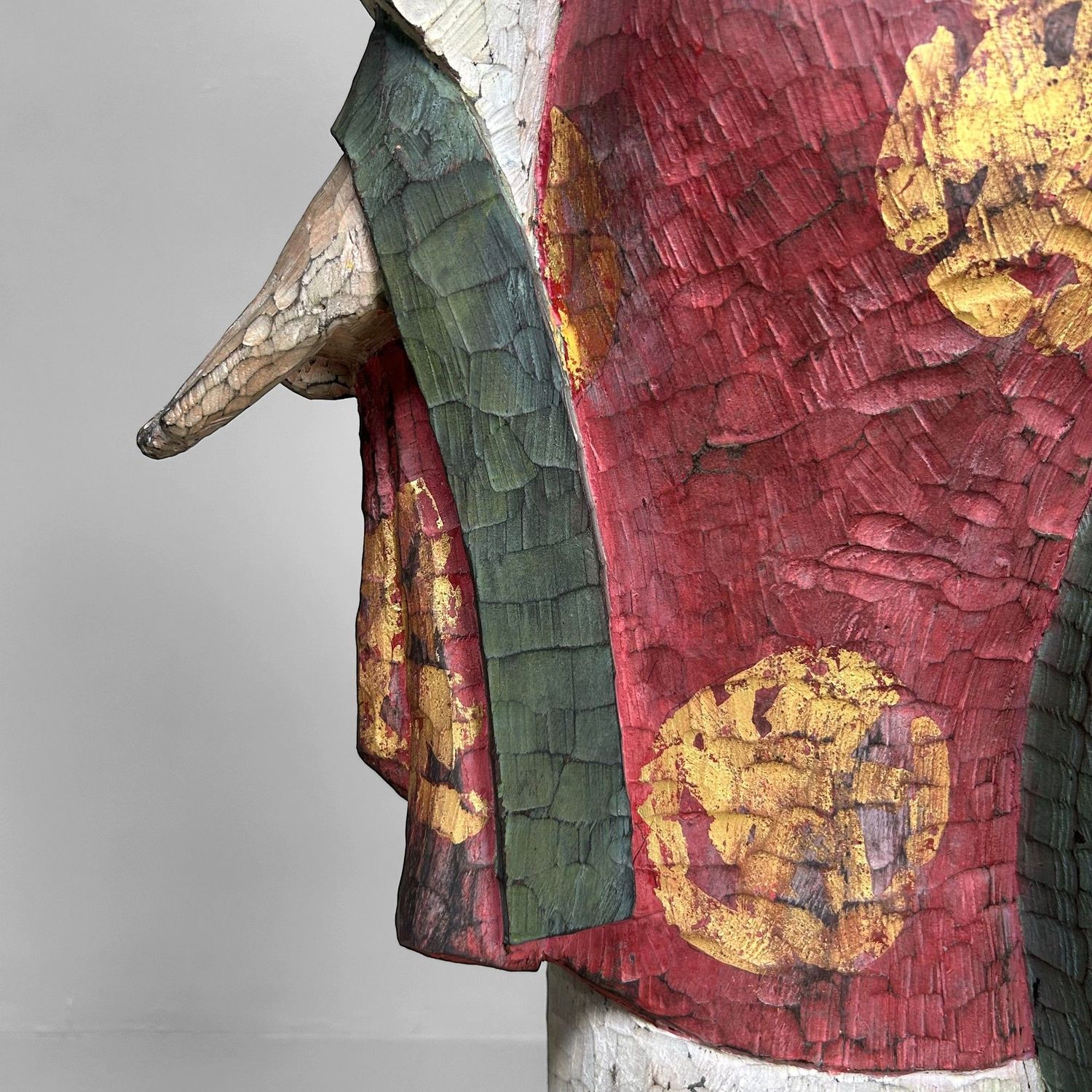 Colorful Exotic Wooden Figure, 1950s – Polychrome Serenity