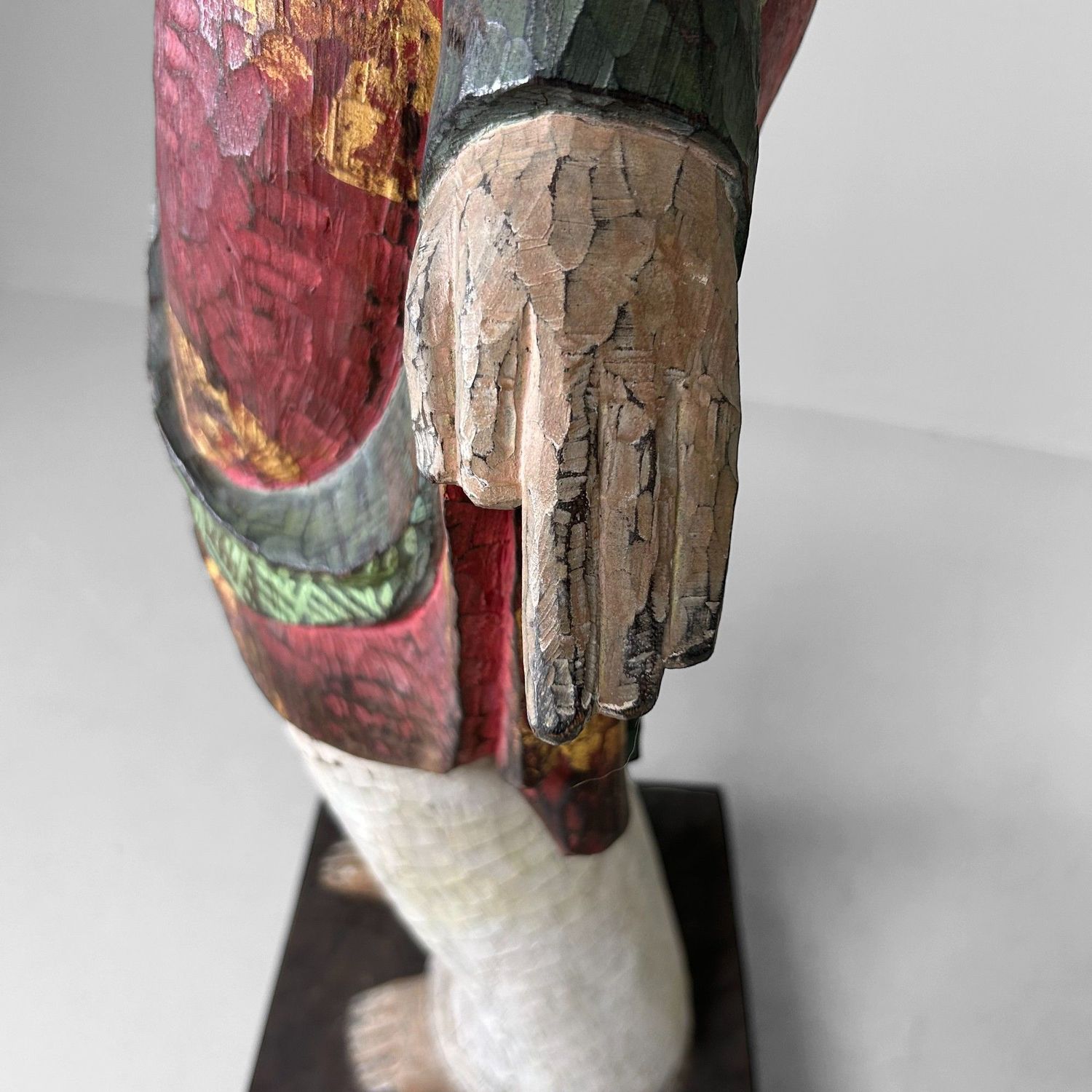Colorful Exotic Wooden Figure, 1950s – Polychrome Serenity