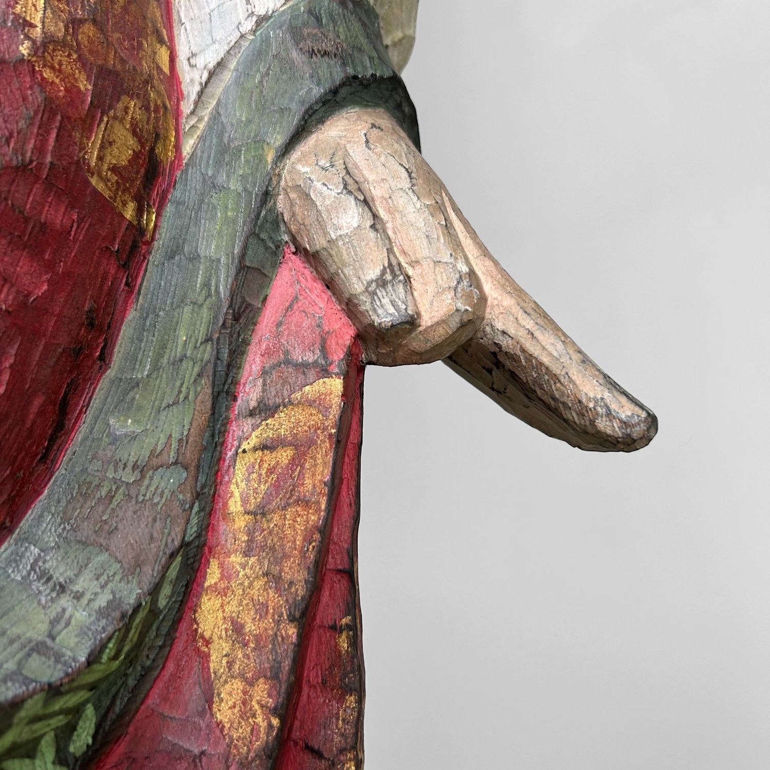 Colorful Exotic Wooden Figure, 1950s – Polychrome Serenity