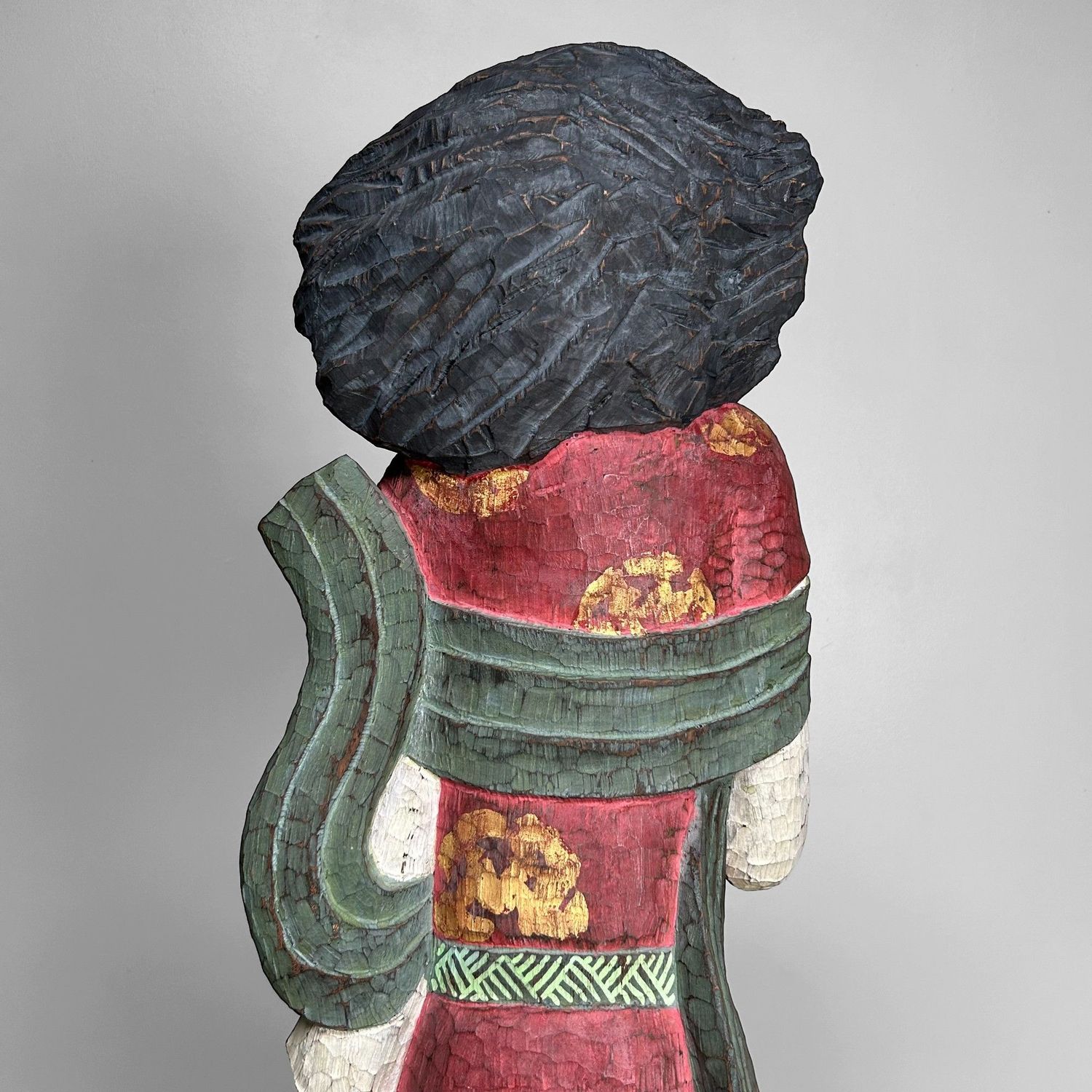 Colorful Exotic Wooden Figure, 1950s – Polychrome Serenity
