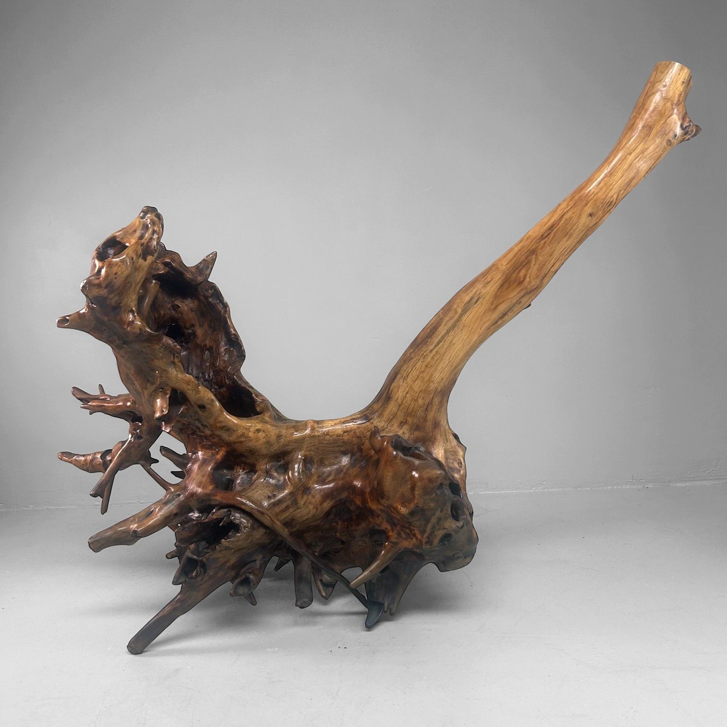 Zeldzame Japanse Wortelhoutsculptuur – Gelakt Hout, ca. jaren 1940