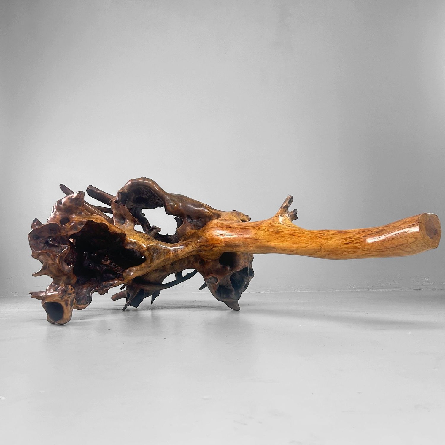 Zeldzame Japanse Wortelhoutsculptuur – Gelakt Hout, ca. jaren 1940
