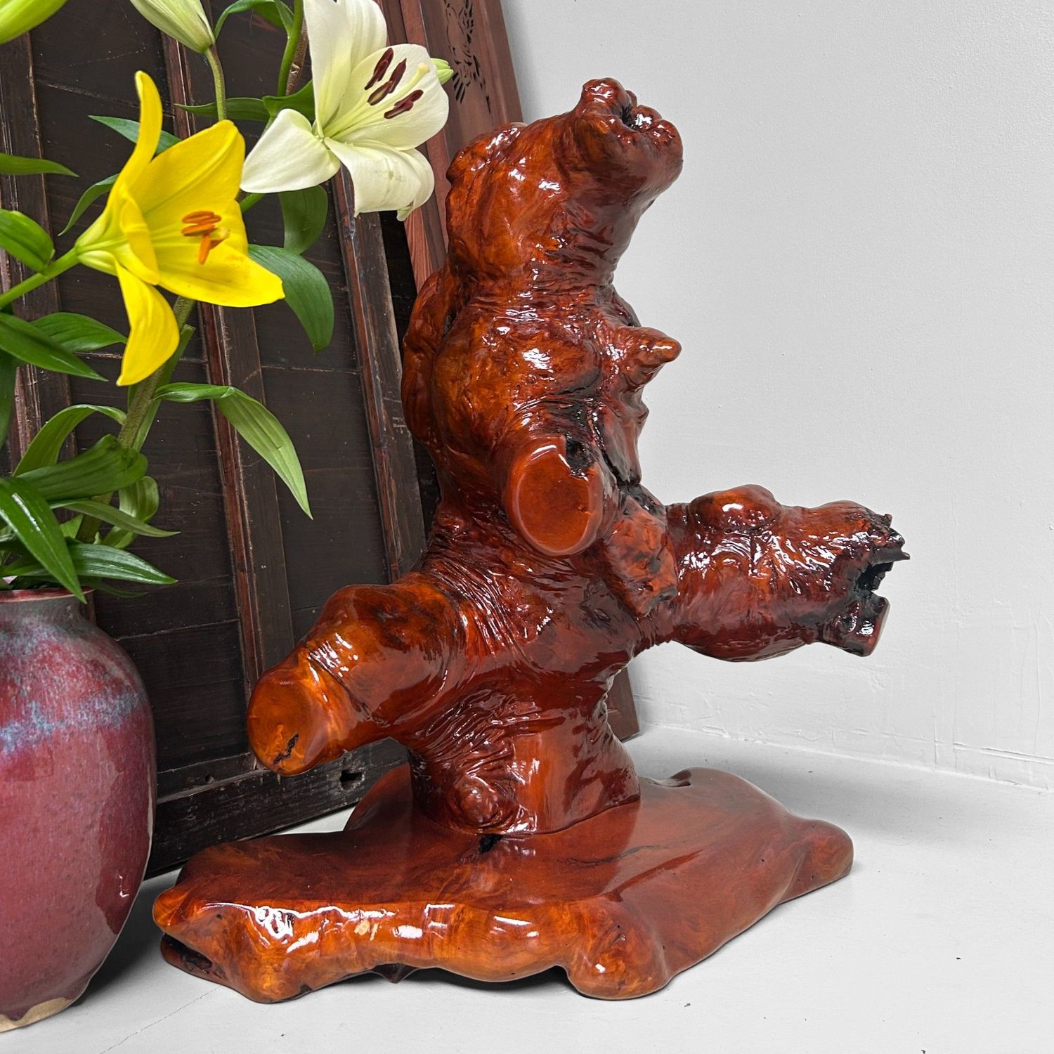 Decoratief Japans Wortelhout op Display – Keyaki, Jaren '70