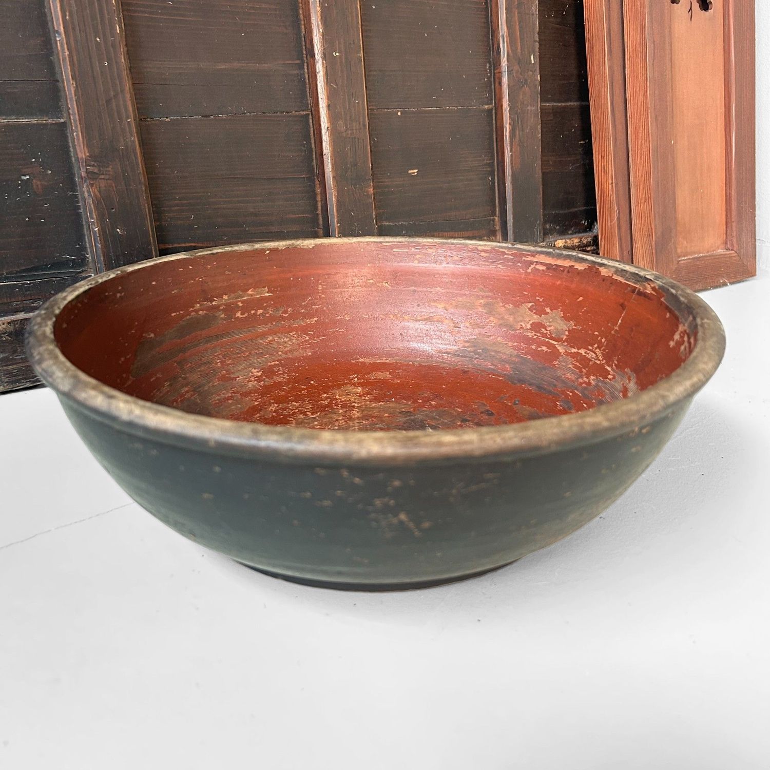 Traditionele Japanse Houten Deegkom, ca 1868-1912.