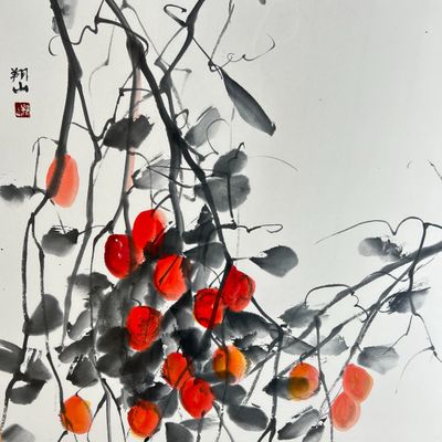 Japanse Penseelschildering Sumi-e door Miyazawa Shōzan, jaren '80