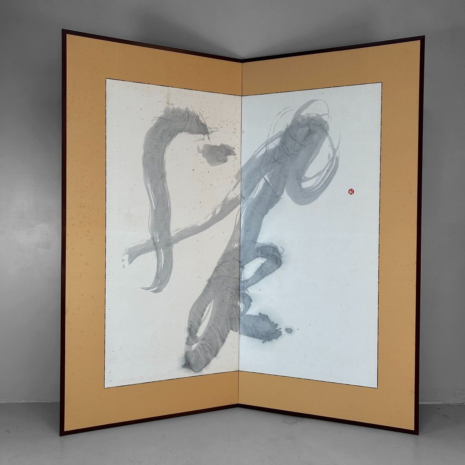 Japanese Zen Calligraphy Folding Screen – 1970s