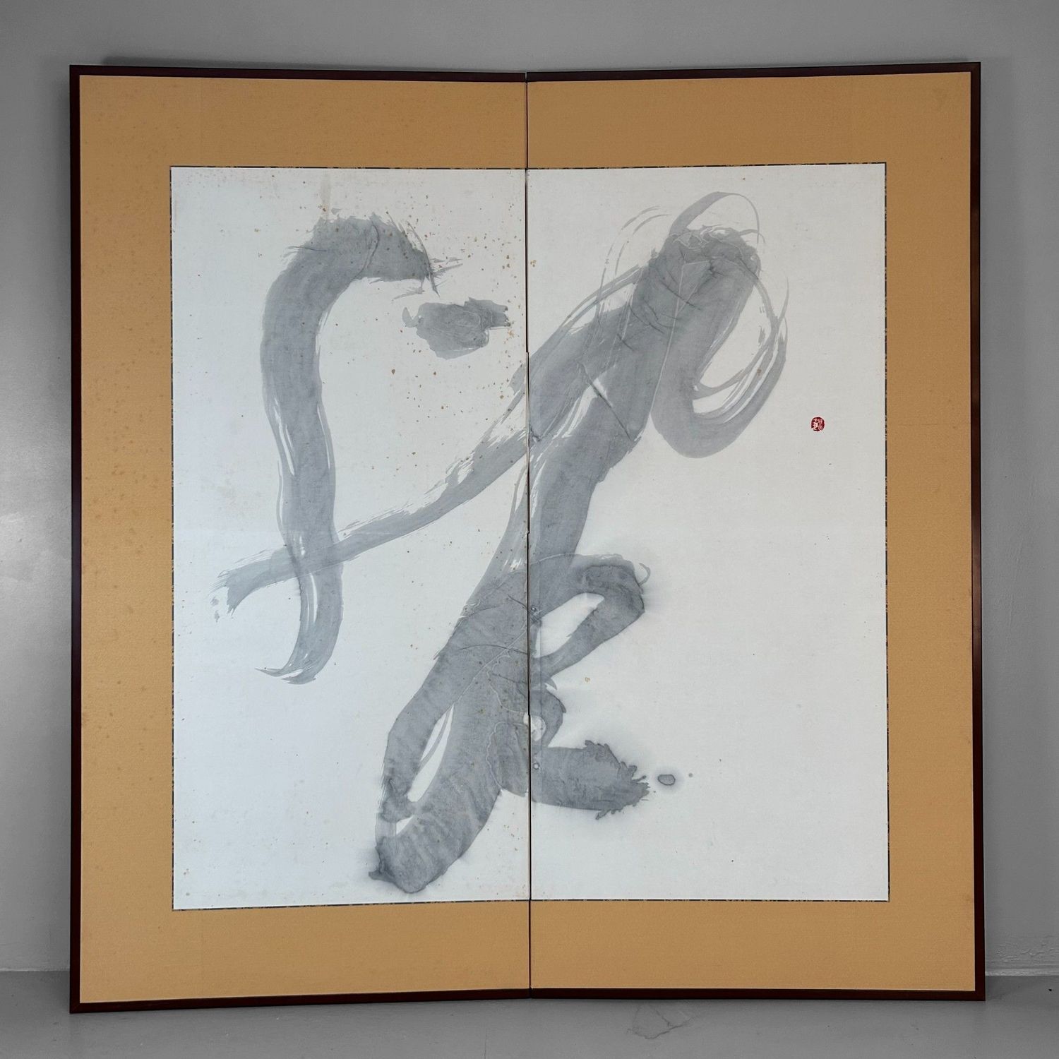 Japanese Zen Calligraphy Folding Screen – 1970s