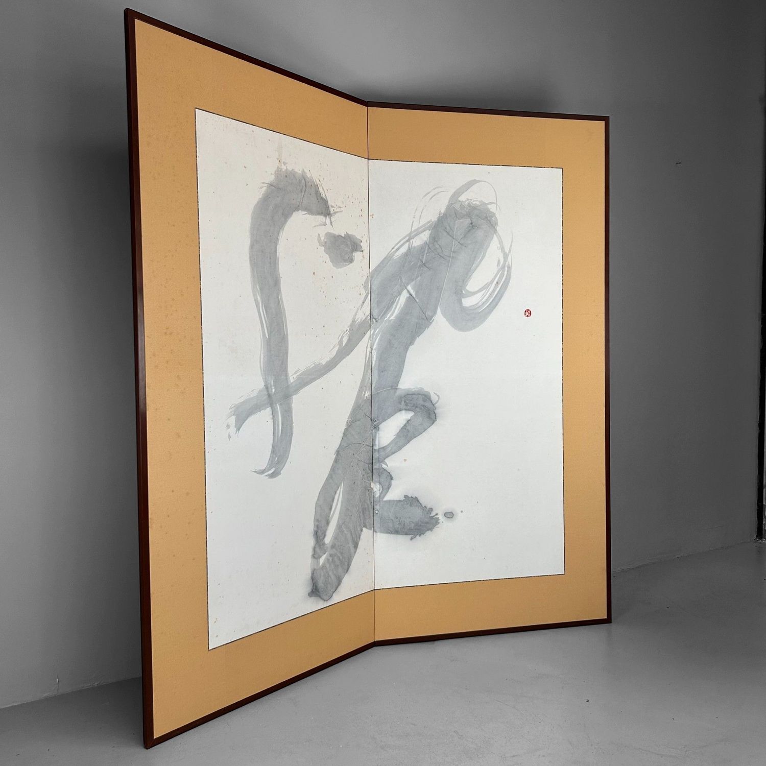 Japans Zen Kalligrafie Vouwscherm – jaren '70.