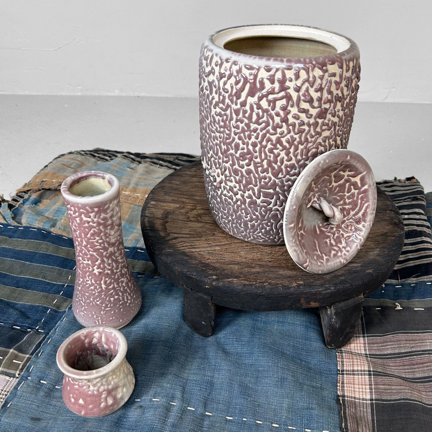 Japanse Theeceremonie Set, Shiso-te Glazuur (Mizusashi, Chabana, Yobitsugi)