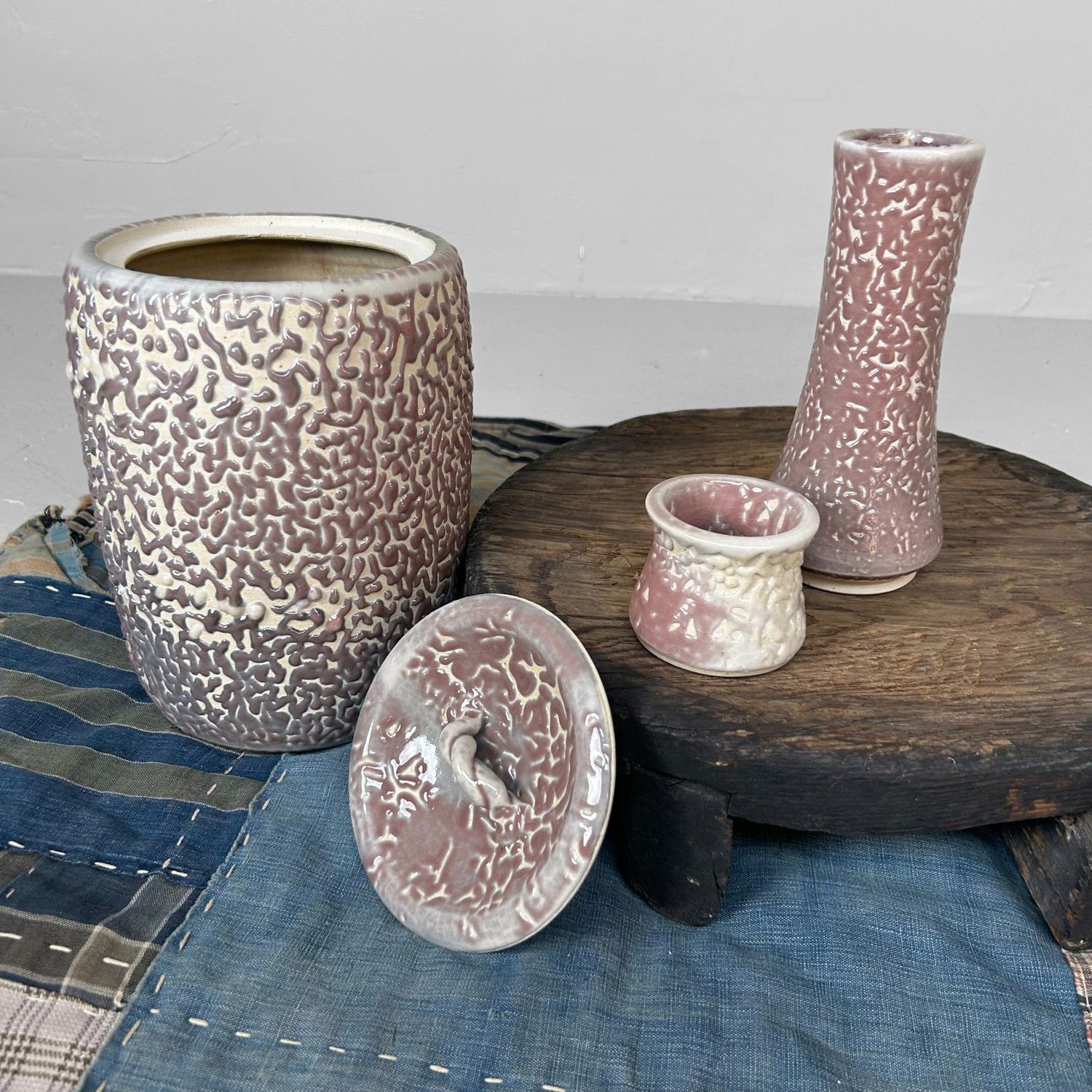 Japanse Theeceremonie Set, Shiso-te Glazuur (Mizusashi, Chabana, Yobitsugi)