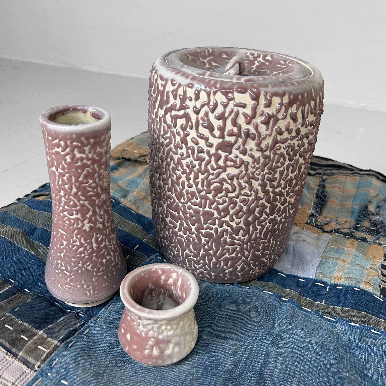 Japanse Theeceremonie Set, Shiso-te Glazuur (Mizusashi, Chabana, Yobitsugi)