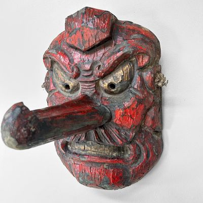 ​Authentiek Houten Tengu Masker, jaren '20, Japan
