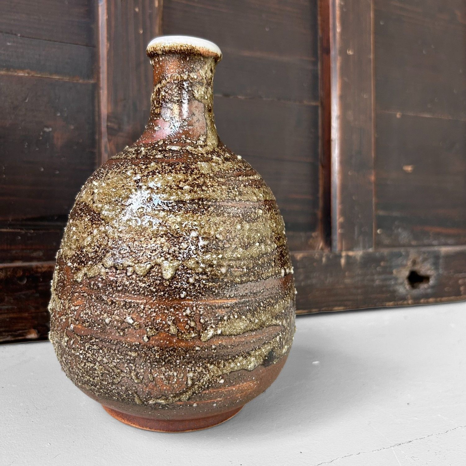 Vintage Japanese Shigaraki-yaki, Tokkuri - Ikebana Vase, 1980s