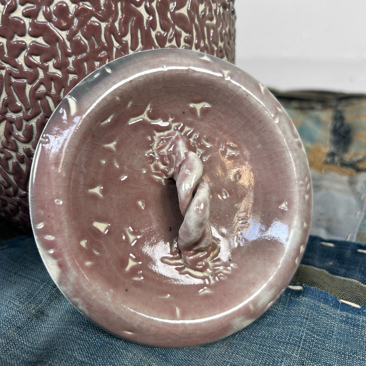 Japanese Tea Ceremony Set, Shiso-te Glaze (Mizusashi, Chabana Vase, Yobitsugi)