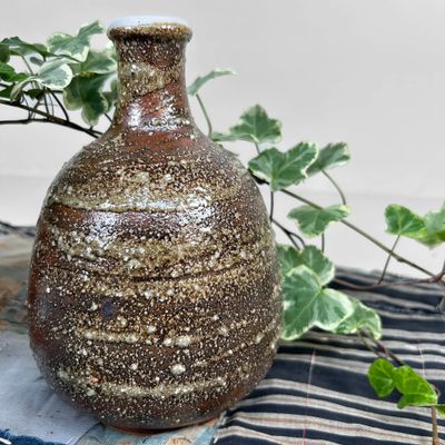 Vintage Japanese Shigaraki-yaki, Tokkuri - Ikebana Vase, 1980s