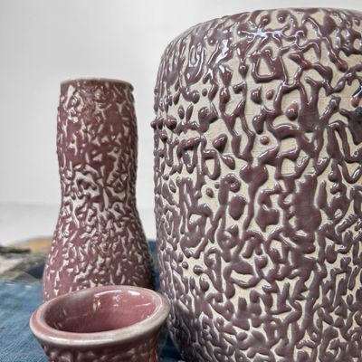 Japanese Tea Ceremony Set, Shiso-te Glaze by Noma Gazan, 1970s.