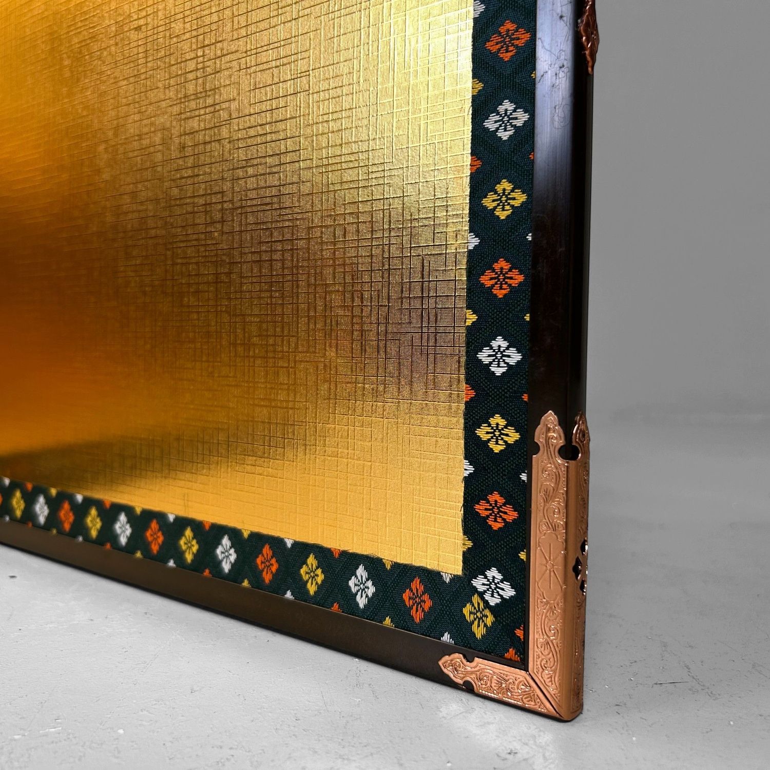 Small Japanese Byōbu Folding Screen – Gold-Colored, 1960s–70s