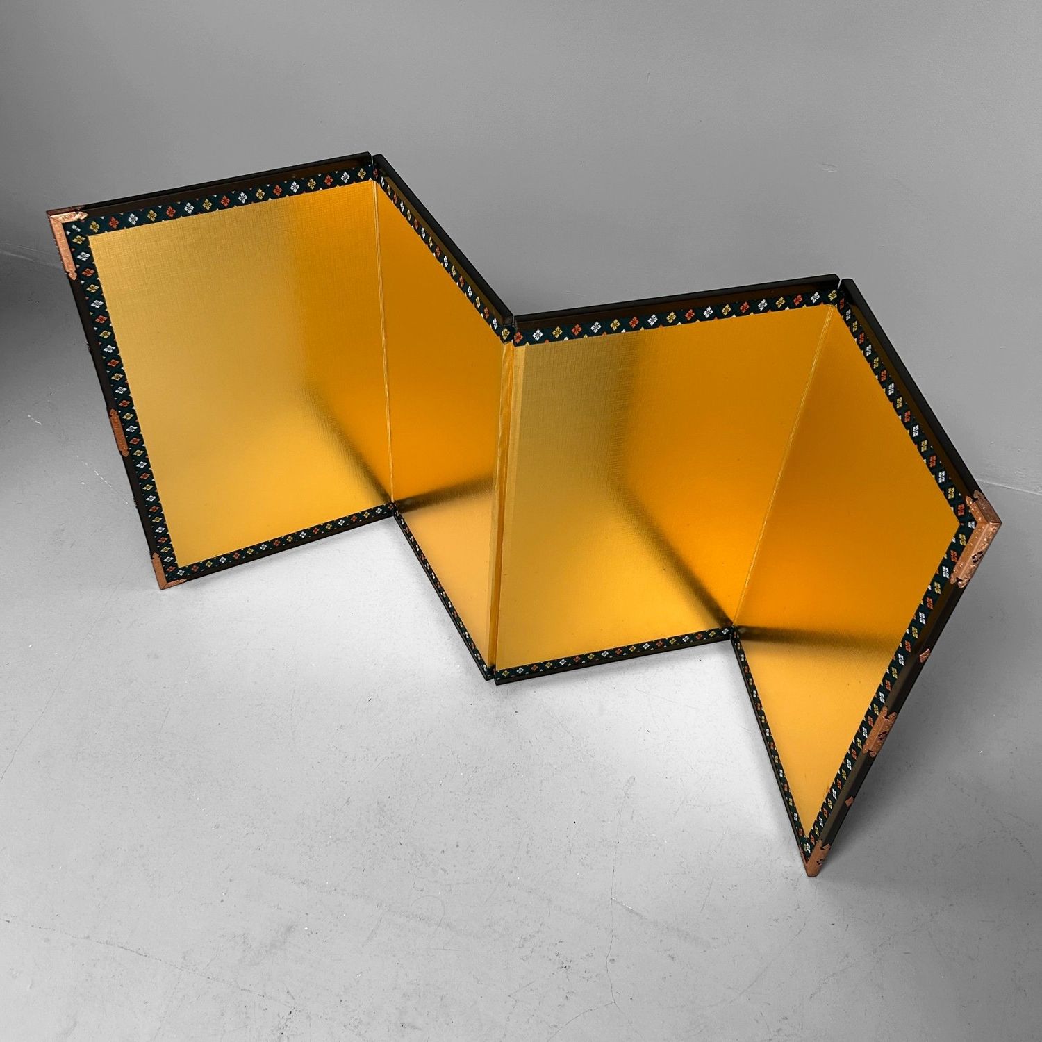 Small Japanese Byōbu Folding Screen – Gold-Colored, 1960s–70s