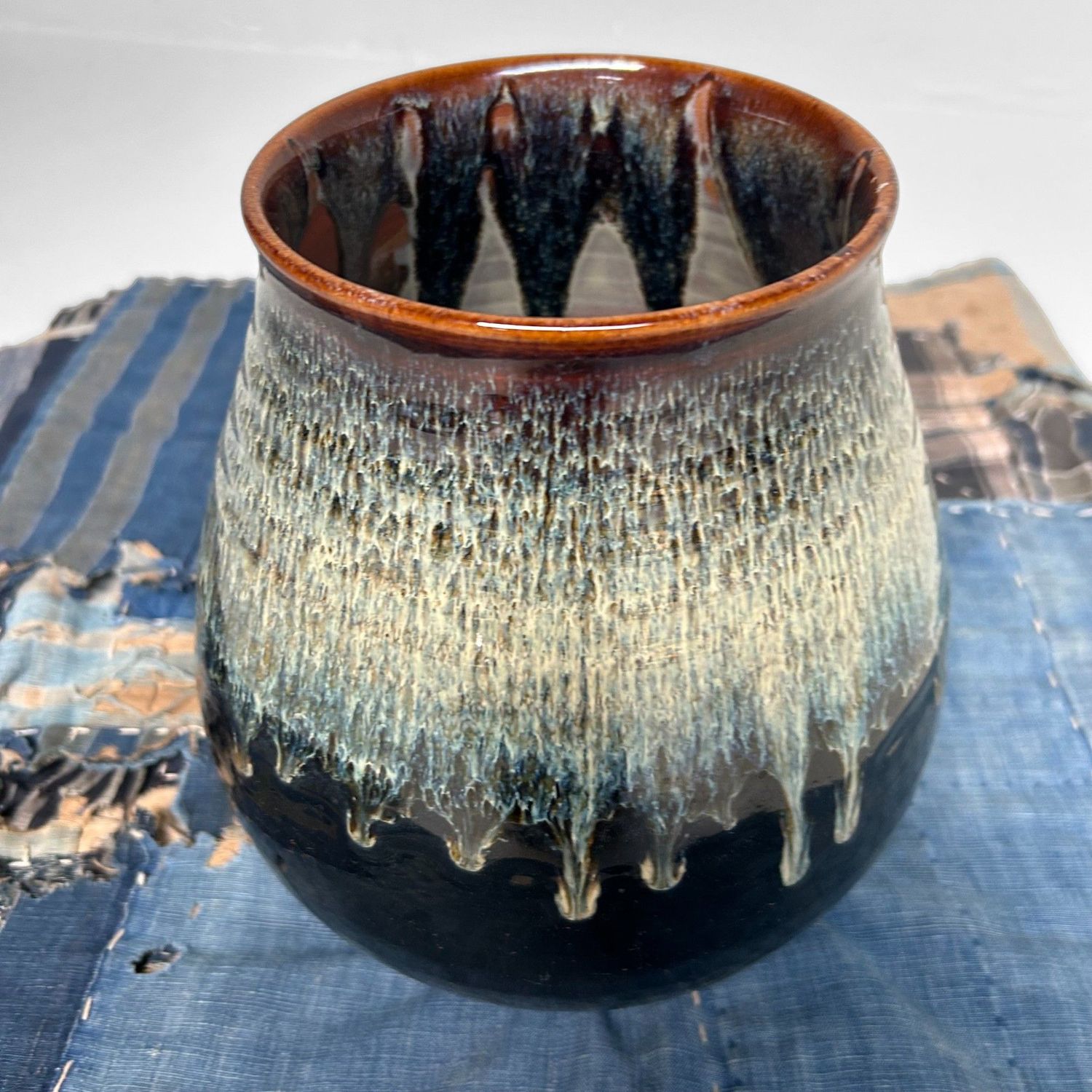 Unique Japanese Ikebana Flower Vase, Koishiwara-yaki, 1970s Unique Japanese Ikebana Flower Vase, Koishiwara-yaki, 1970s