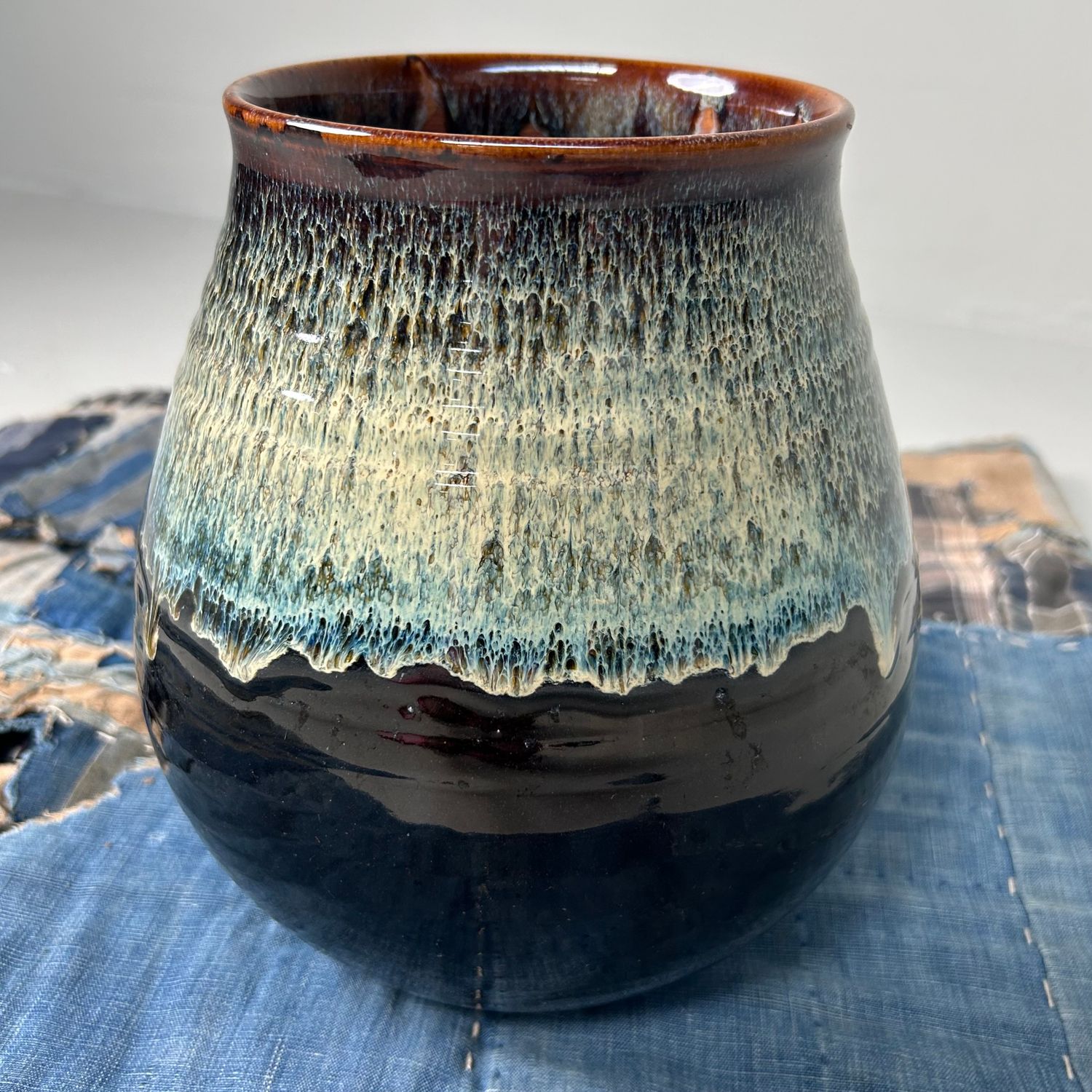 Unique Japanese Ikebana Flower Vase, Koishiwara-yaki, 1970s Unique Japanese Ikebana Flower Vase, Koishiwara-yaki, 1970s