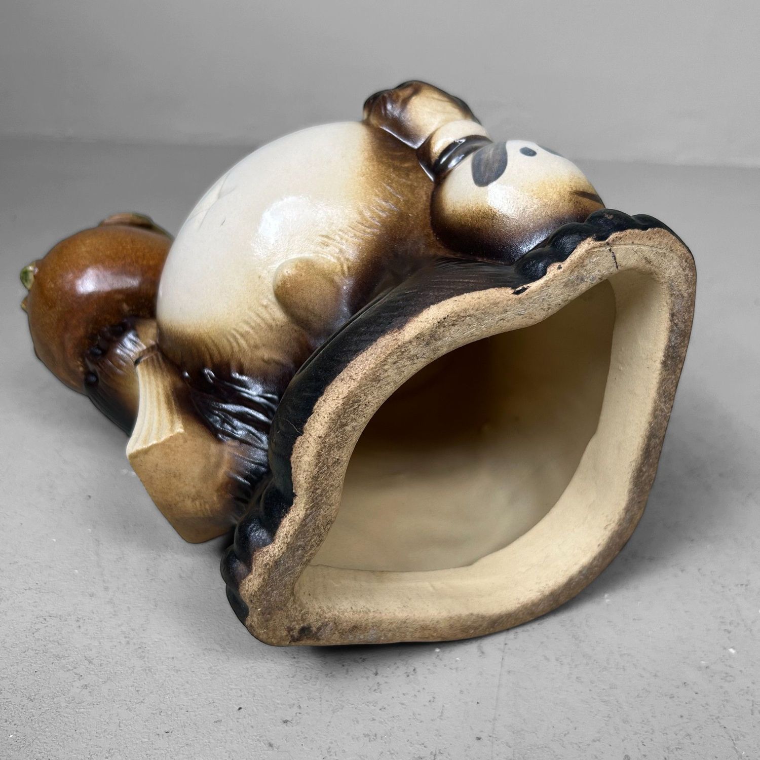 Vintage Tanuki Beeld – Japanse  Geluksbrenger met Geldbuidel, 1980