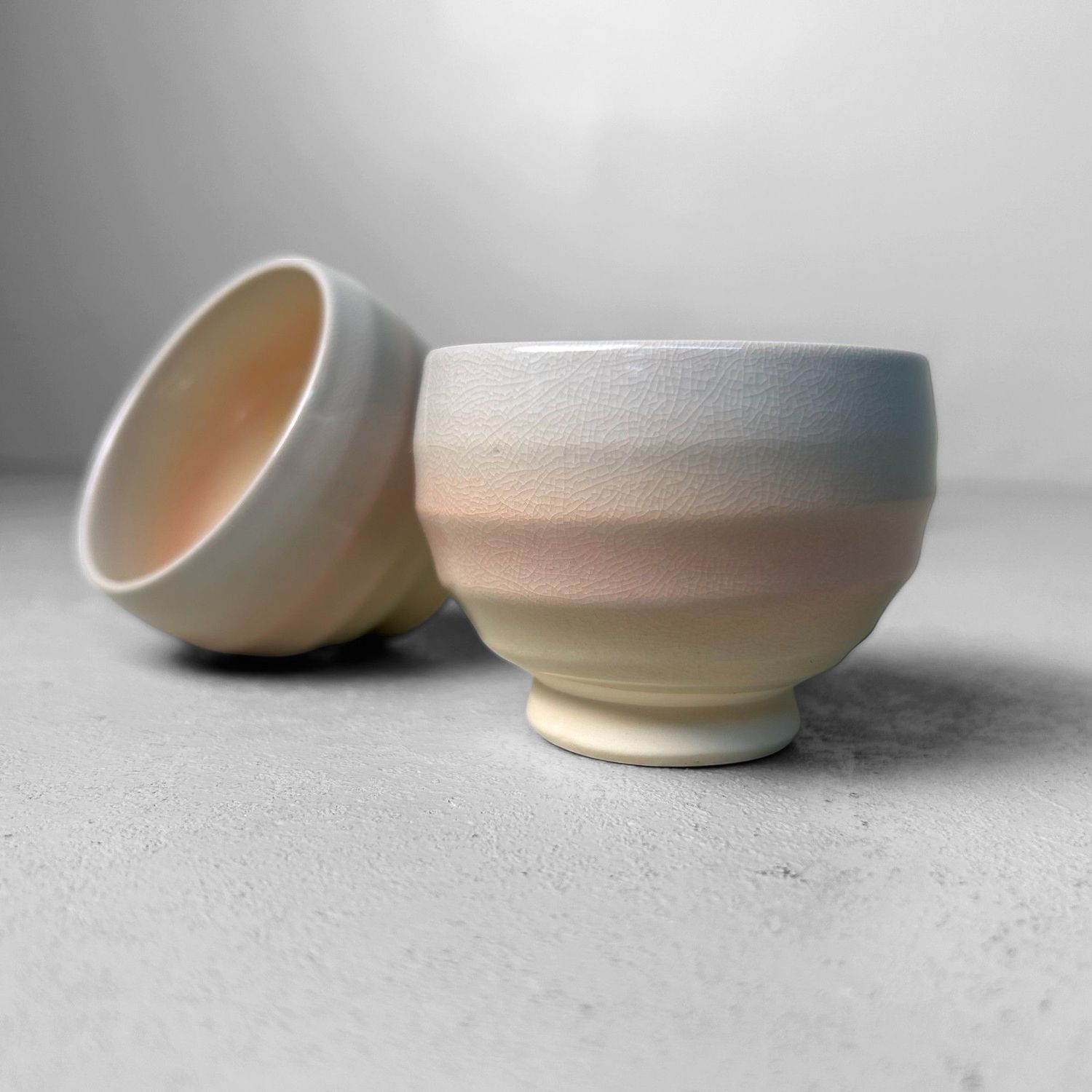 Set of 5 Japanese Hagi-yaki Yunomi Tea Cups, 1980s