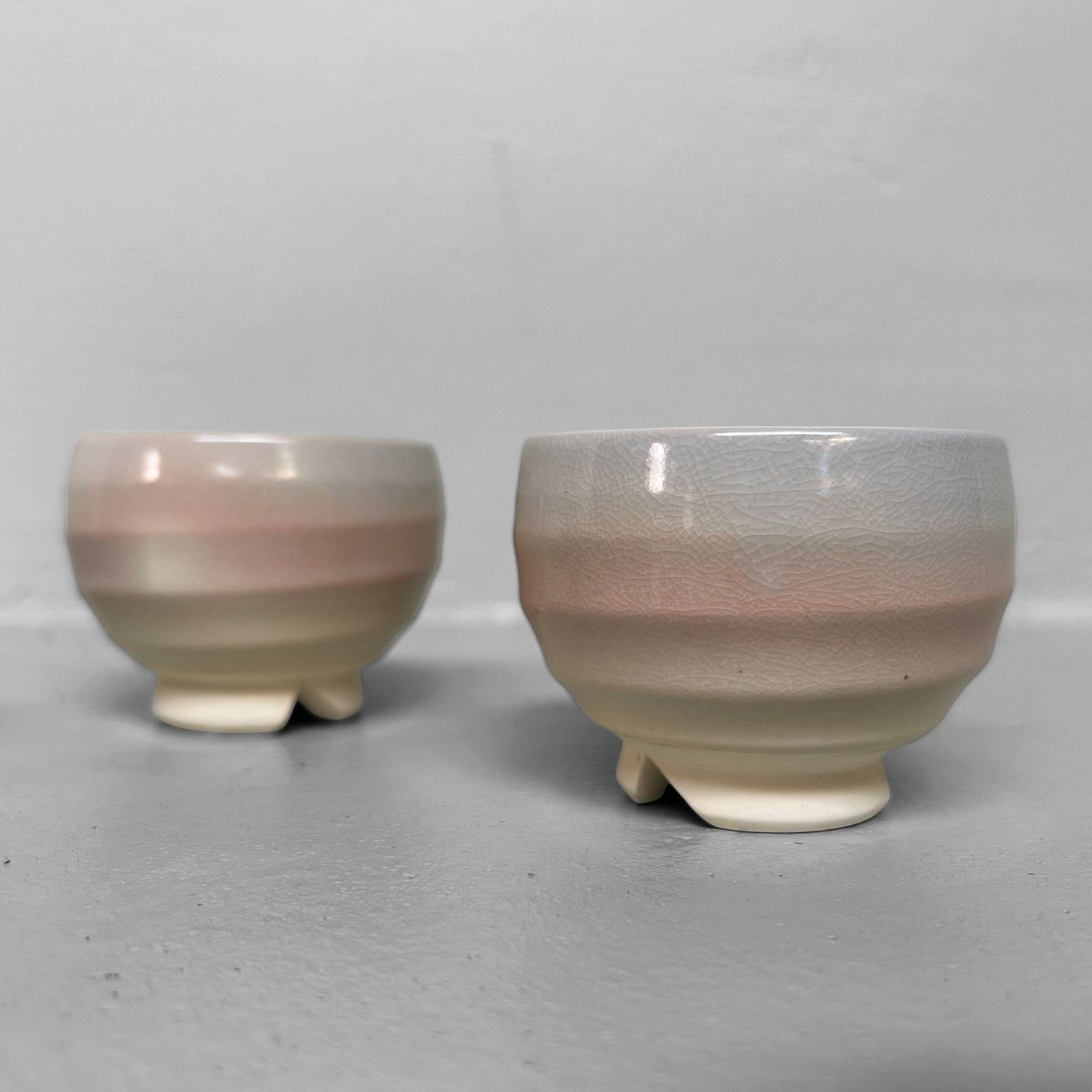 Set of 5 Japanese Hagi-yaki Yunomi Tea Cups, 1980s