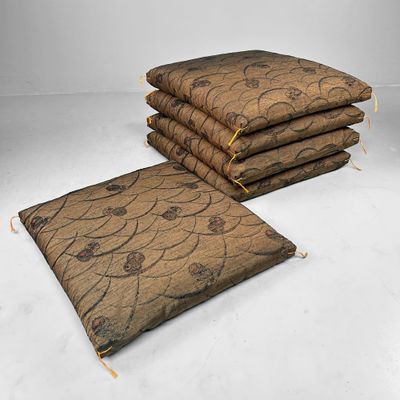 Set of 5 Luxurious Japanese Zabuton Floor Cushions – 1980s Vintage