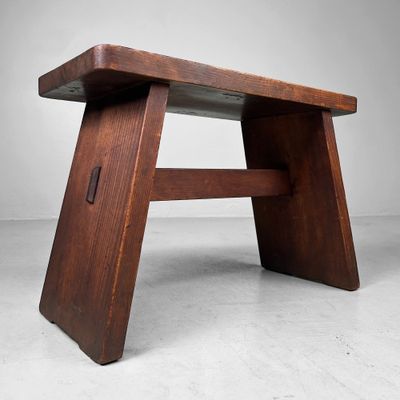 Kleine Minimalistische Houten Kruk, Jaren '50
