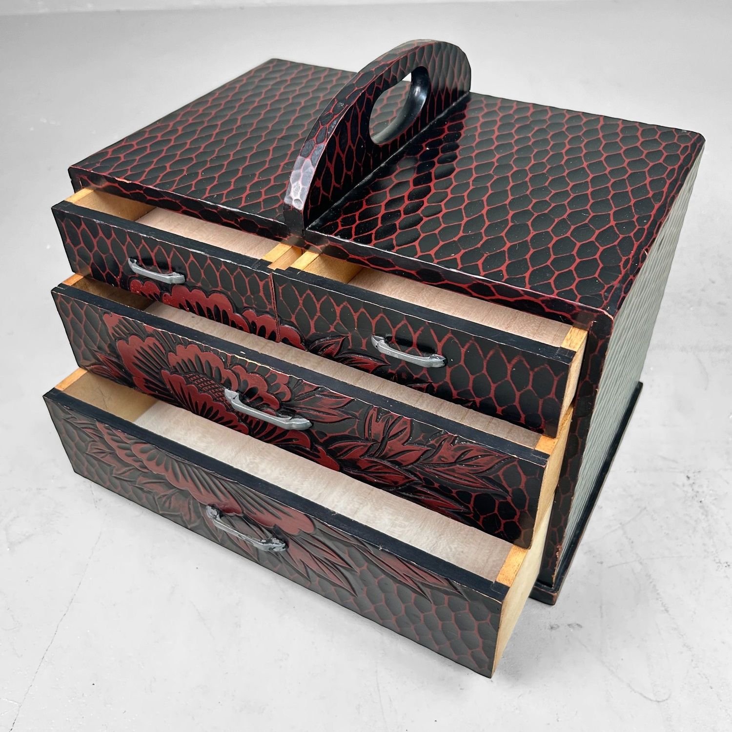 Vintage Kamakura-bori Haribako, Japans Juwelenkastje, Japan, jaren '70