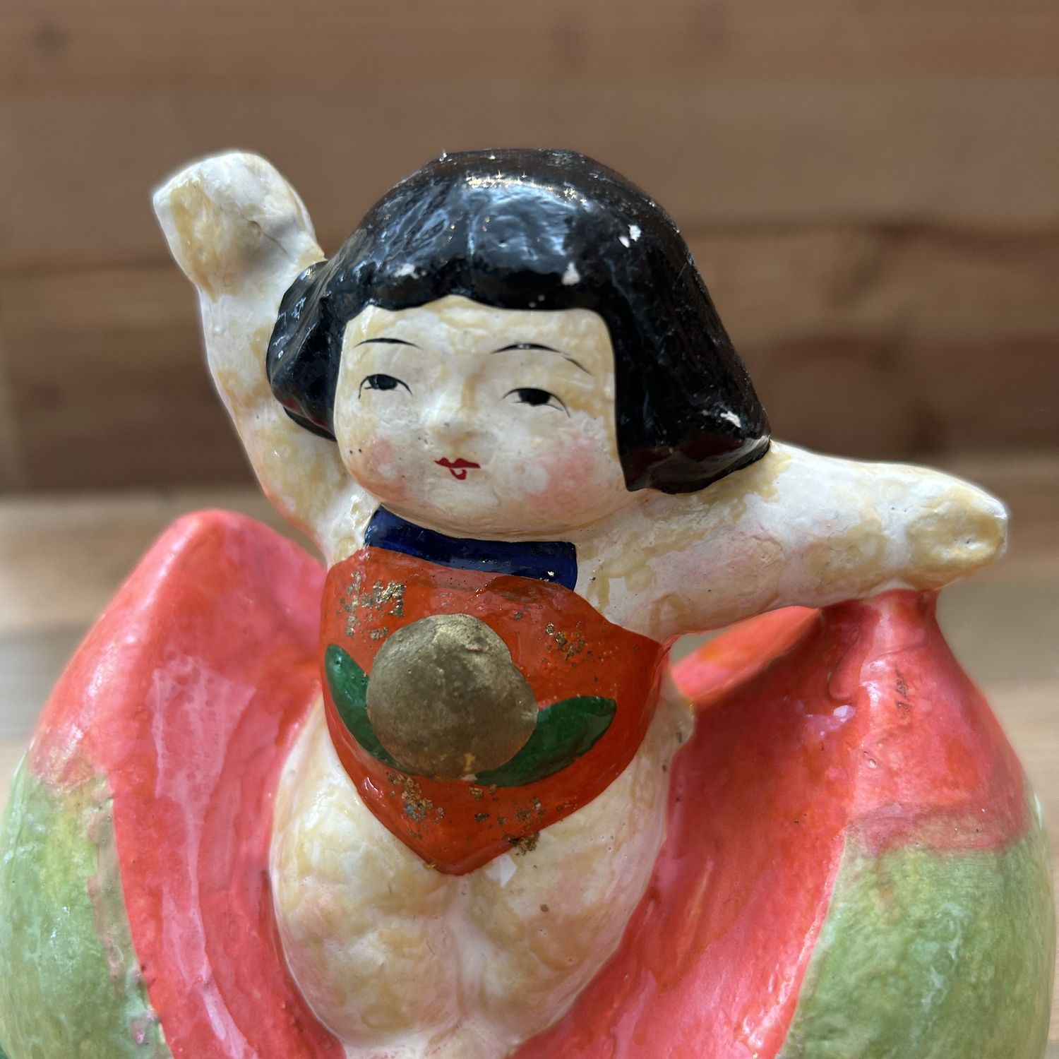 Vintage Japanse 'Perzikjongen', Momotarō Beeldje, 1950s