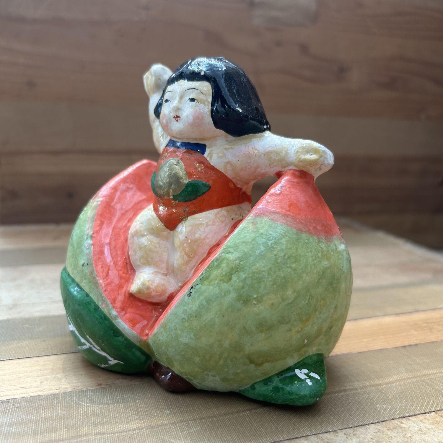 Vintage Japanse 'Perzikjongen', Momotarō Beeldje, 1950s