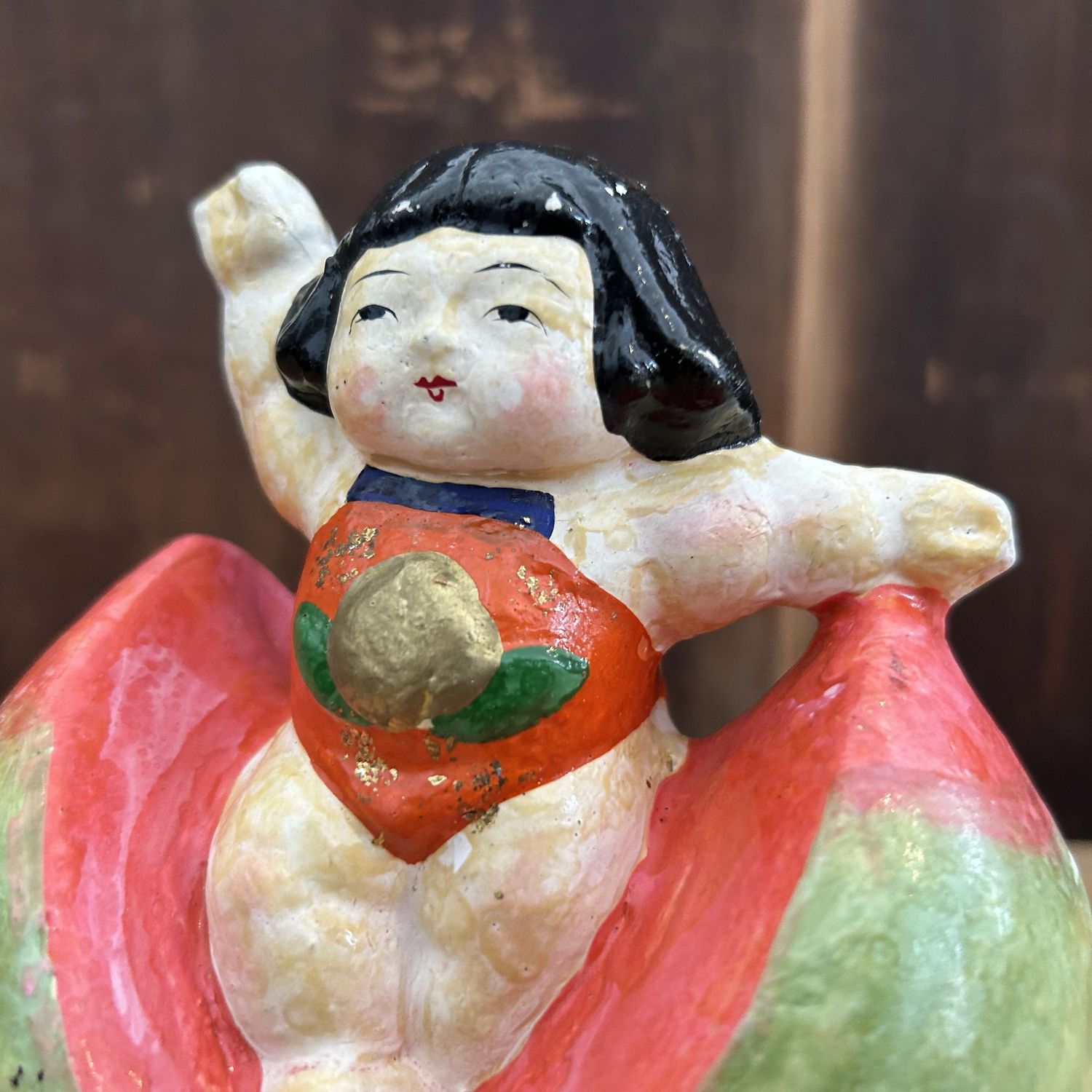 Vintage Japanse 'Perzikjongen', Momotarō Beeldje, 1950s